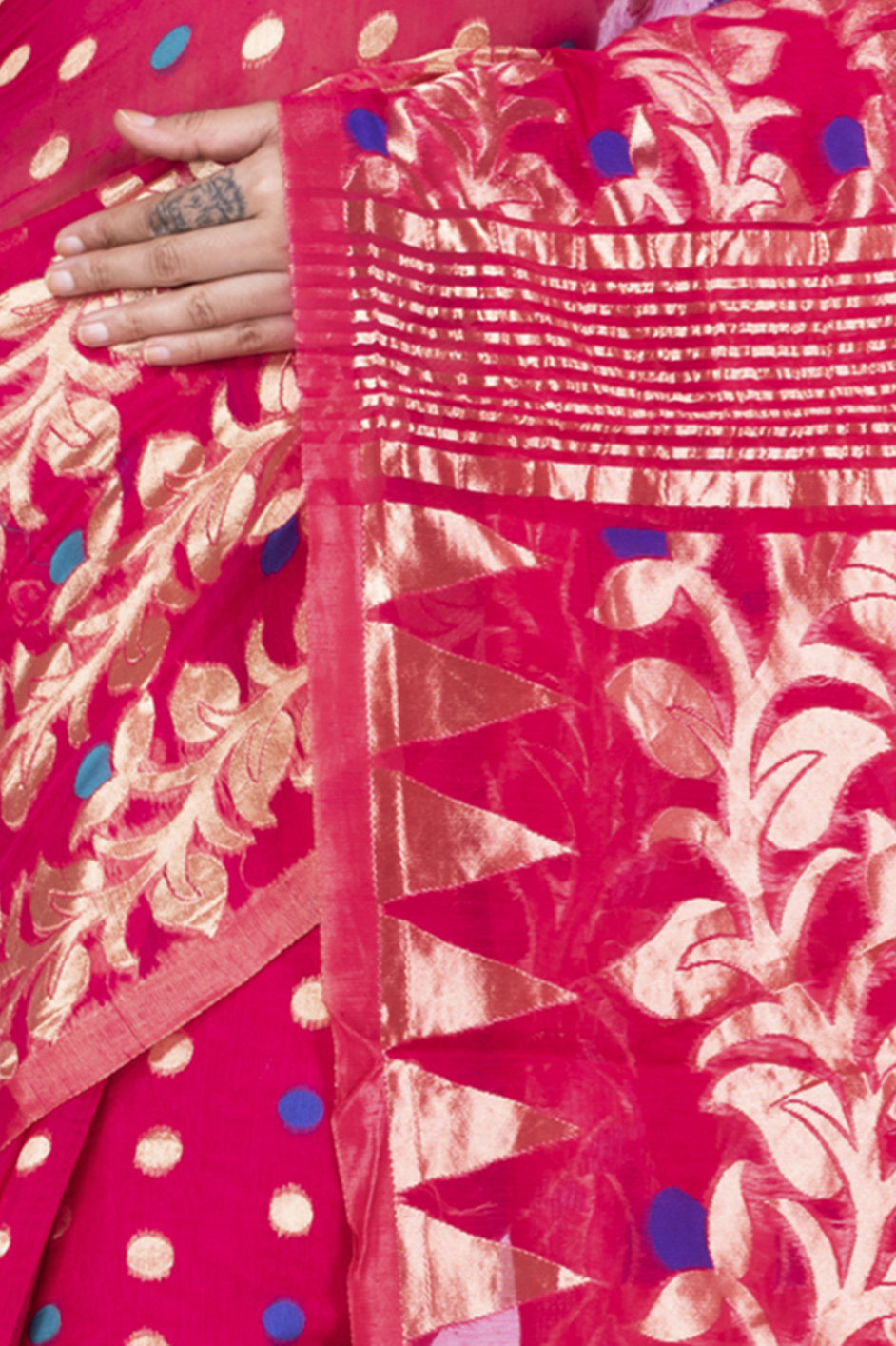 Pink Pure Cotton Lataguti_Jmdni Jamdani Saree (689)